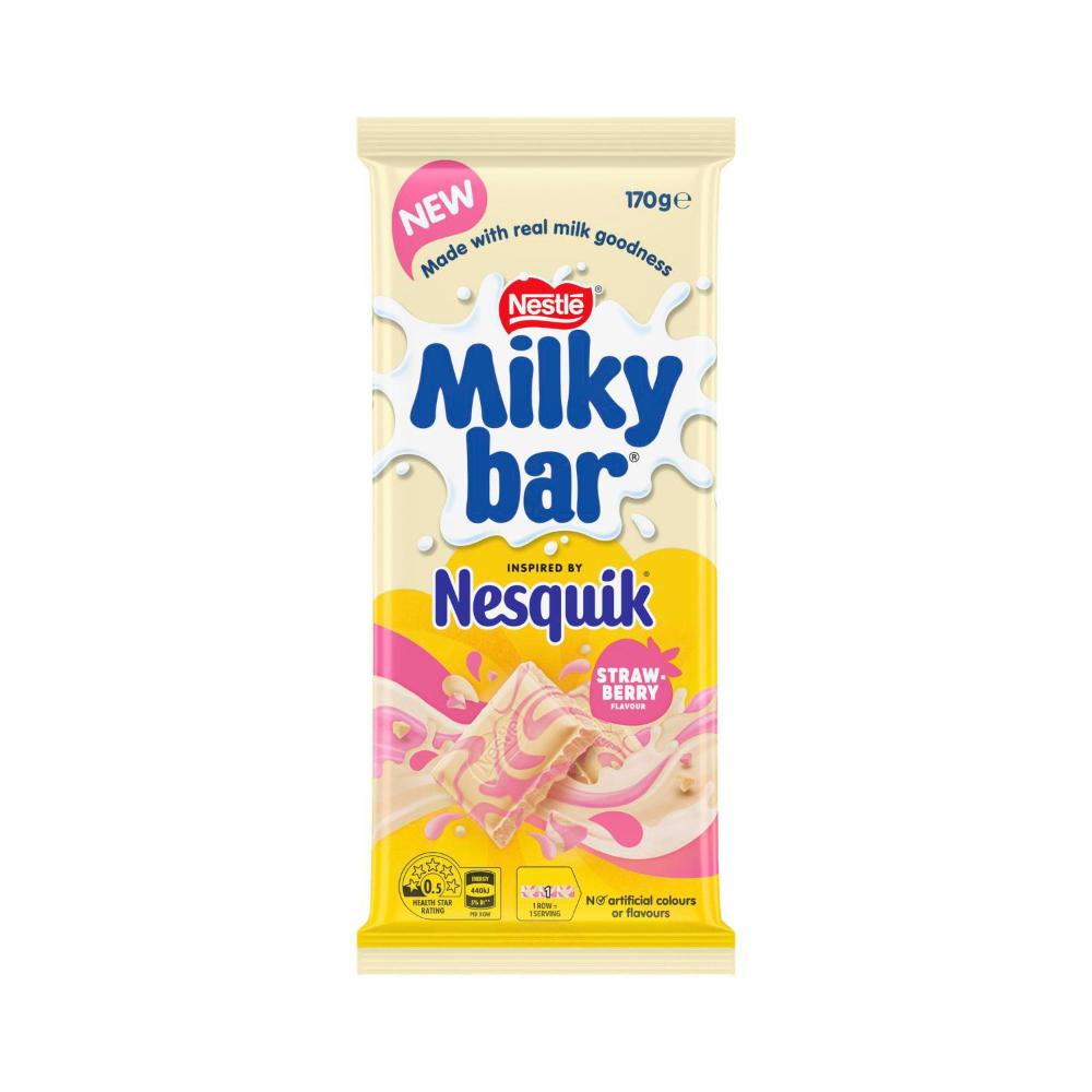 Milkybar Nesquik Strawberry Chocolate Block - 170g