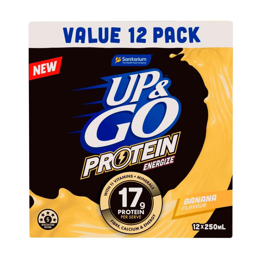 Sanitarium Up&go Protein Energize Liquid Breakfast Banana 250ml - 12 Pack