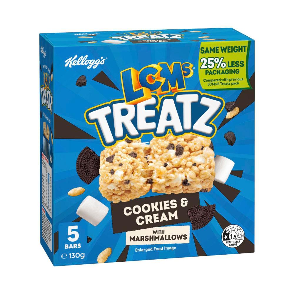 Kellogg's LCMs Treatz Cookies & Cream Bars 5 Pack - 130g