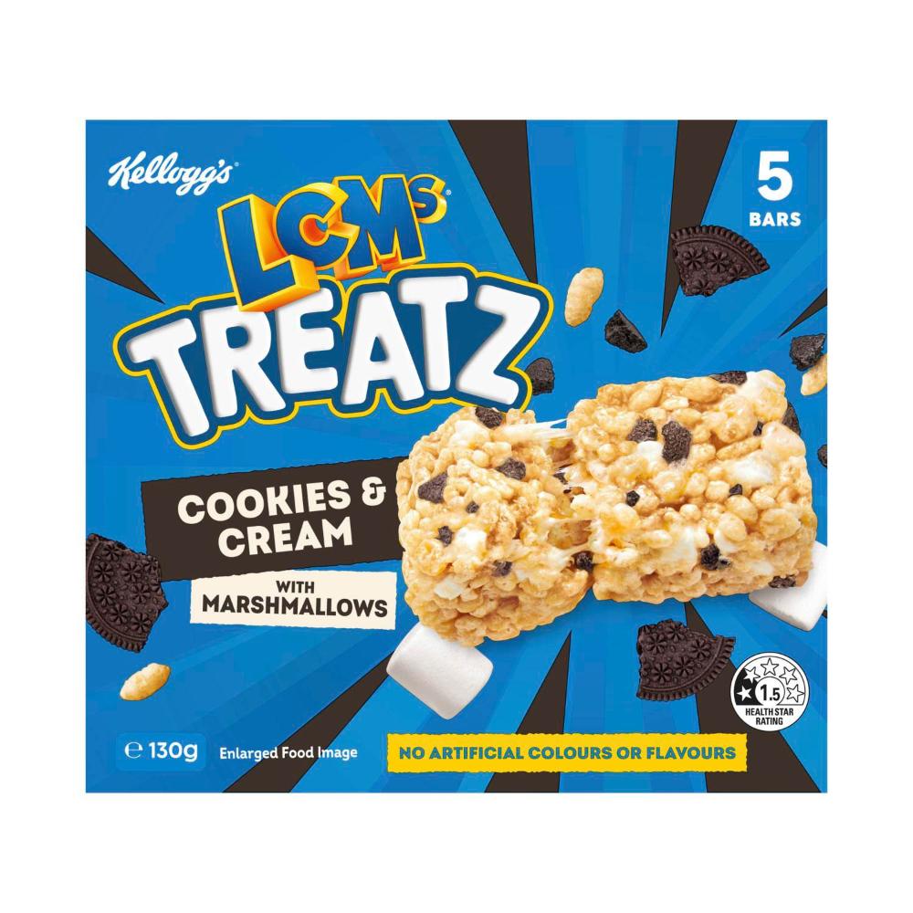 Kellogg's LCMs Treatz Cookies & Cream Bars 5 Pack - 130g