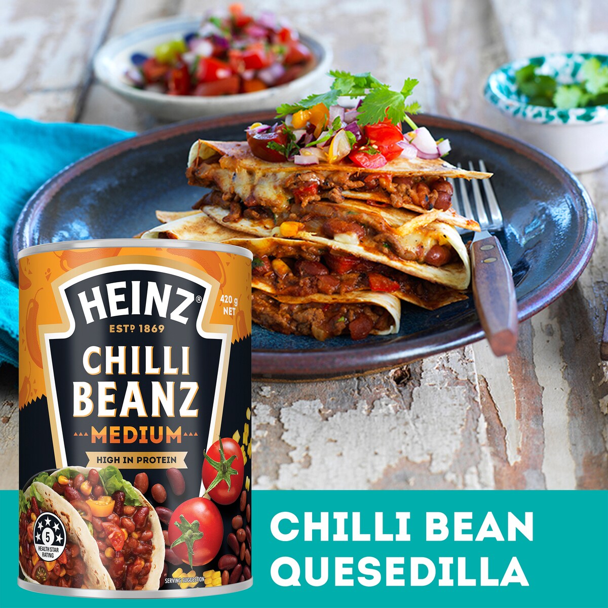Heinz Beanz Canned Baked Beans Medium Mexican Chilli 420g