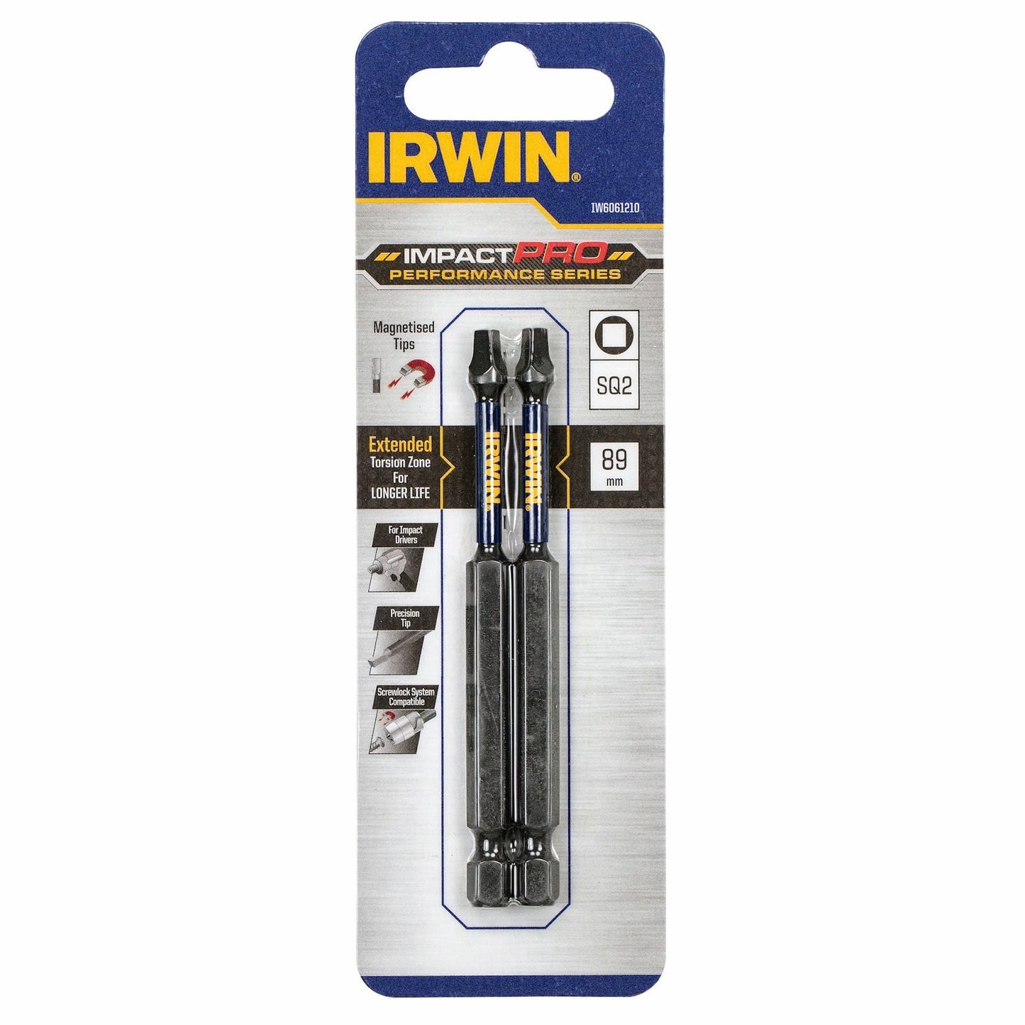 Irwin Impact Pro Performance Bits 89mm SQ2 2 Pack