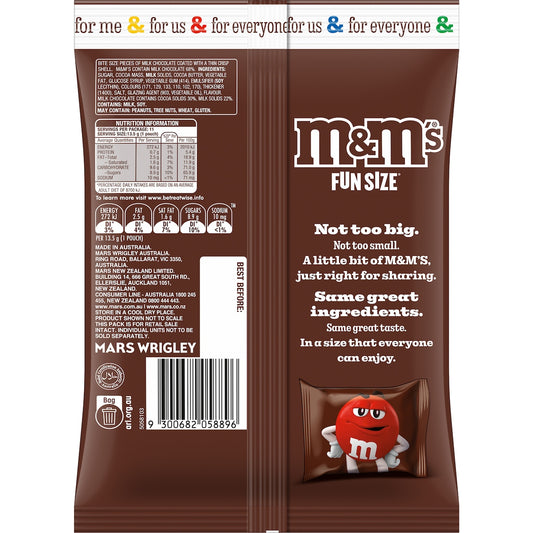 M&ms Milk Chocolate Party Share Bag 11 Pieces 148g