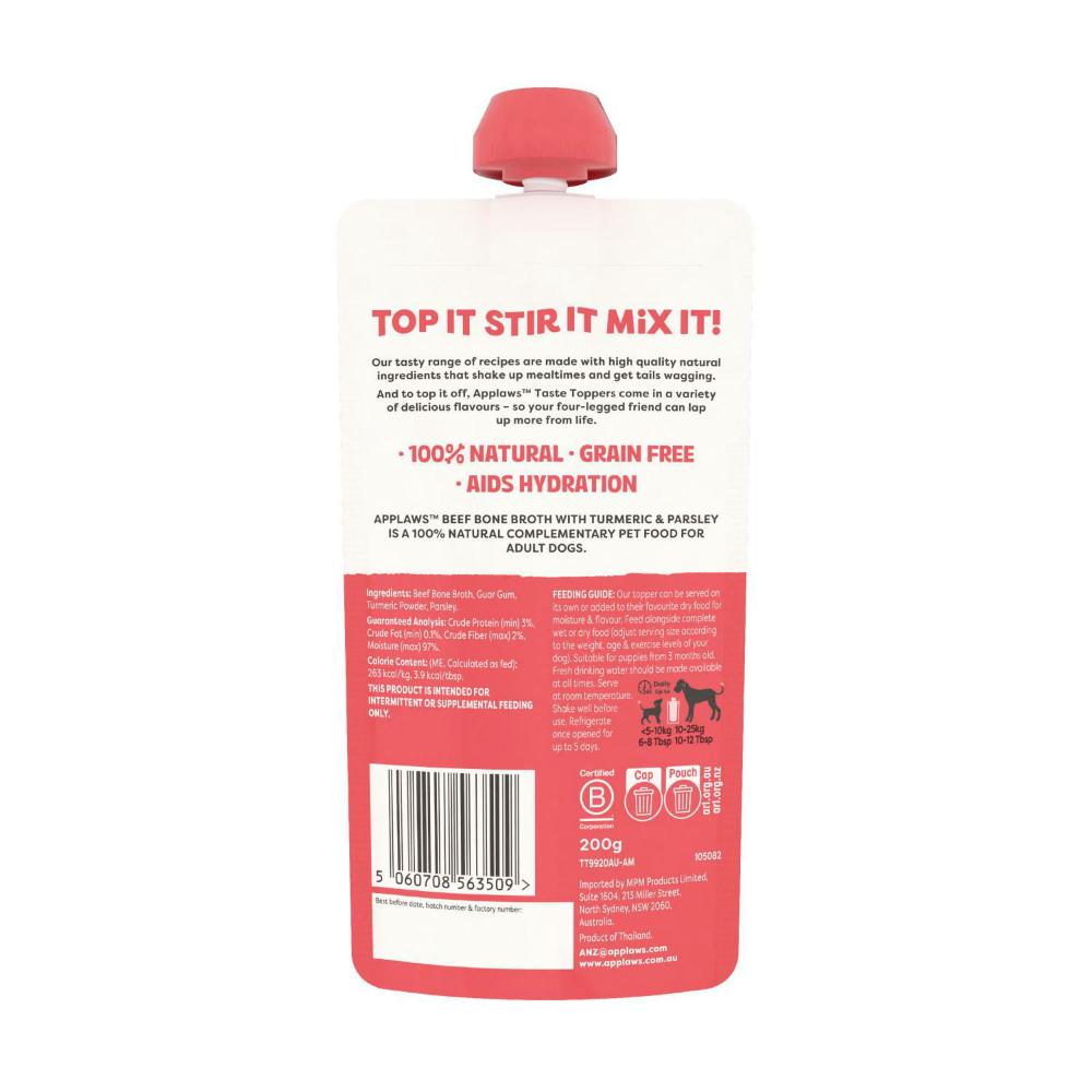 Applaws Taste Toppers Beef Bone Broth Dog Food - 200g