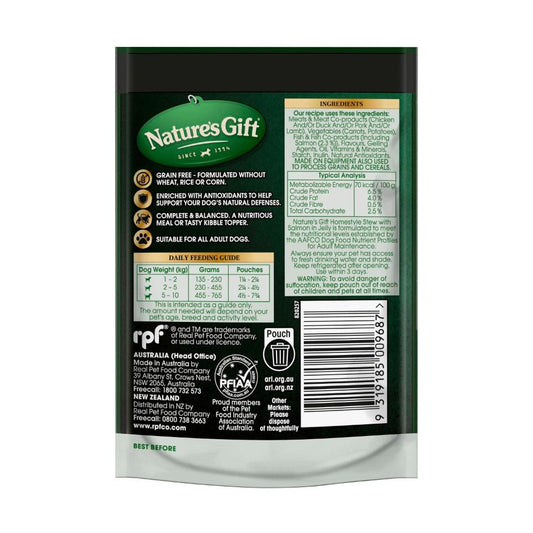 Nature's Gift Grain Free Homestyle Stew With Salmon In Jelly Dog Food - 100g