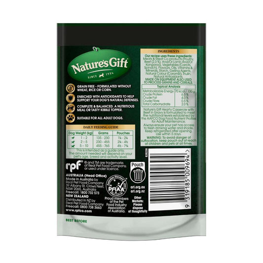 Nature's Gift Grain Free Hearty Casserole With Beef In Gravy Dog Food - 100g