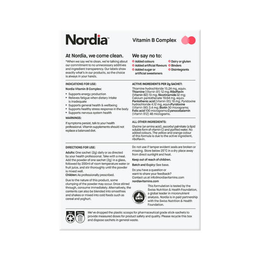 Nordia Vitamin B Complex Powder Sachets - 28 Pack