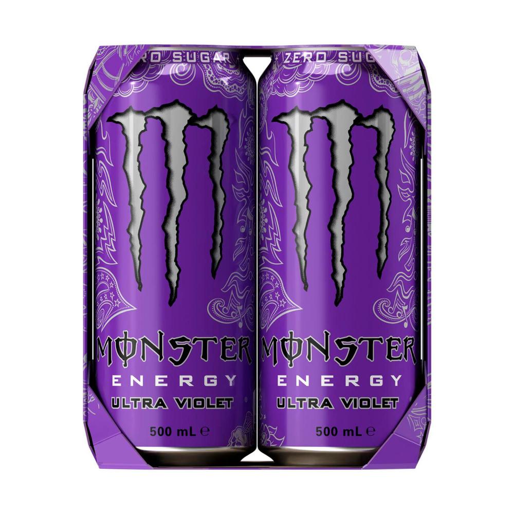 Monster Energy Drink Cans Ultra Violet 500ml x 4 Pack