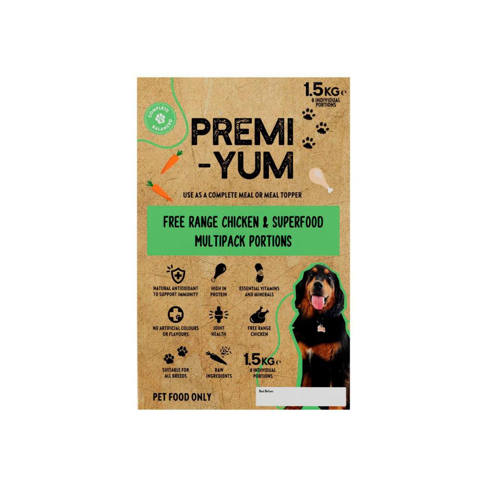 Premi-Yum Free Range Chicken & Superfood Multipack Portions Dog Food - 1.5kg