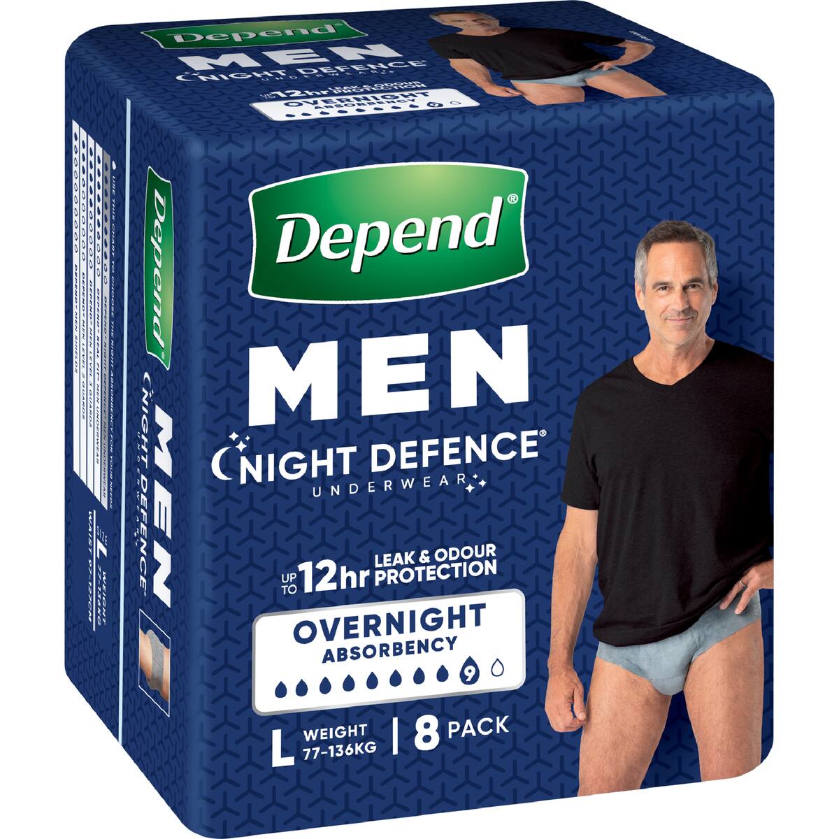 Depend Men Night Defence Incontinence Underwear Large 8 Pack