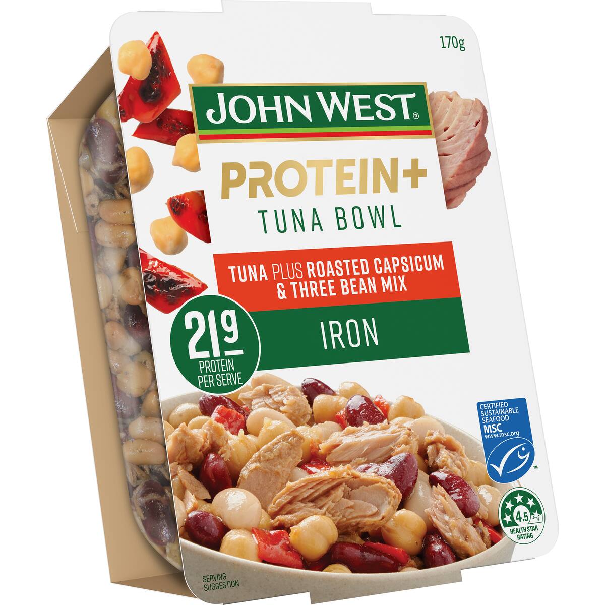 John West Protein Tuna Bowl Roasted Capsicum Kidney Bean Chickpeas 170g