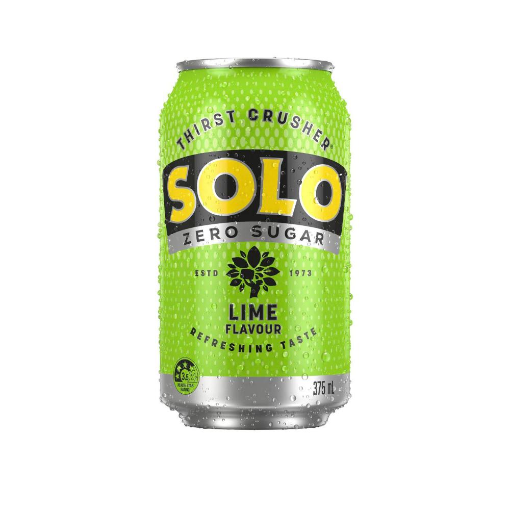 Solo Zero Sugar Lime Soft Drink 375ml - 10 Pack