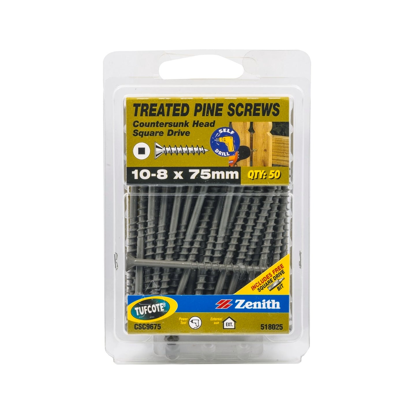 Zenith Countersunk Head Screws - 10-8 x 75mm - Tufcote - 50 Pack