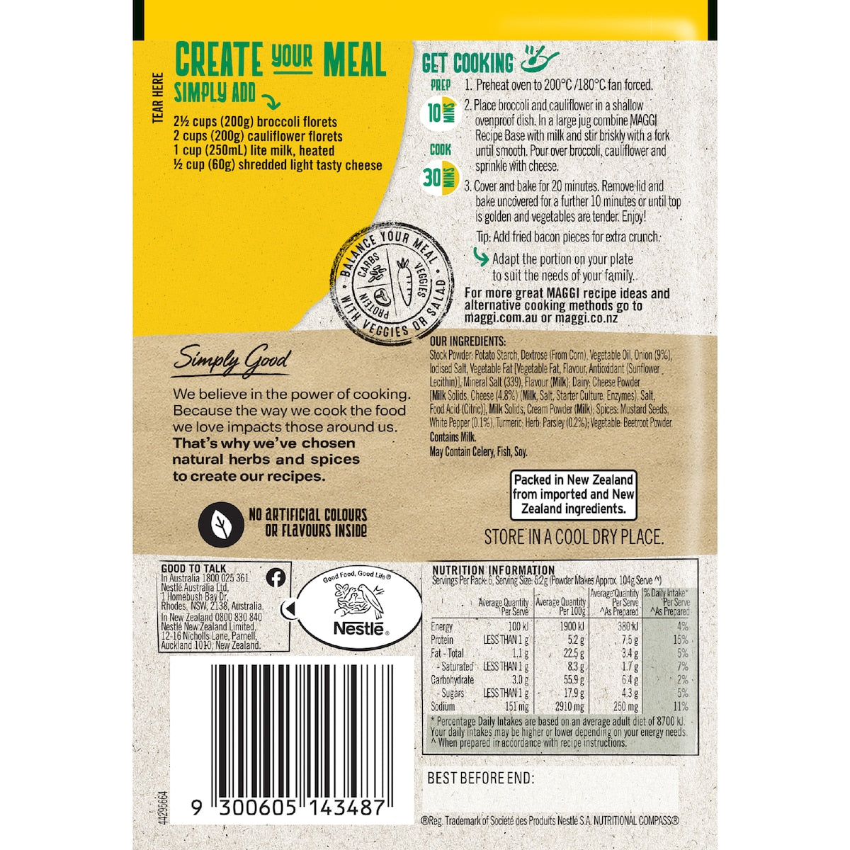 Maggi Side Dishes Cheesy Broccoli And Cauliflower Bake 31g