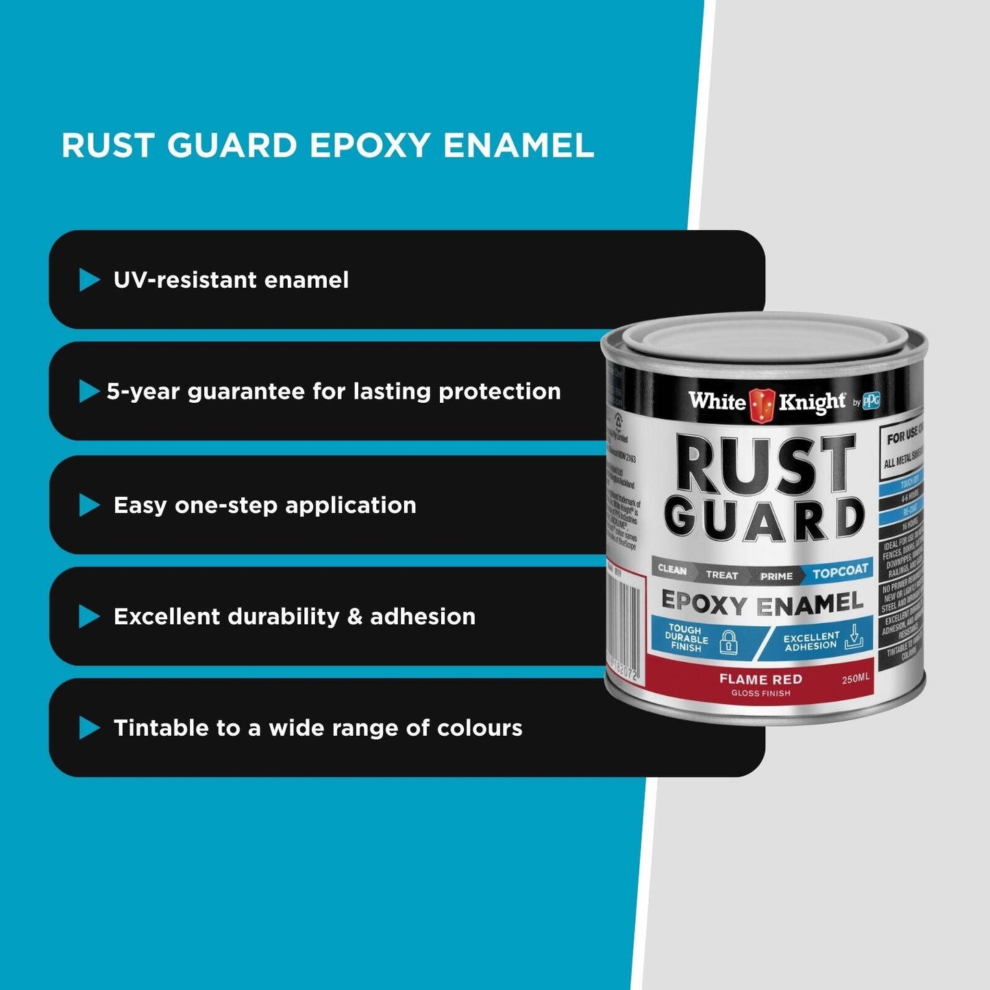 White Knight Rust Guard Epoxy Enamel Paint - 250ml - Flame Red