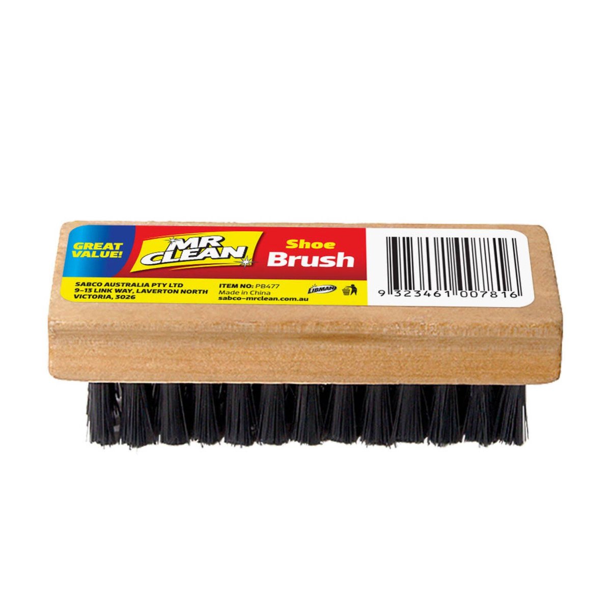 Mr Clean Shoe Brush - Tough Bristles - 35mm x 107mm - Gentle Cleaning
