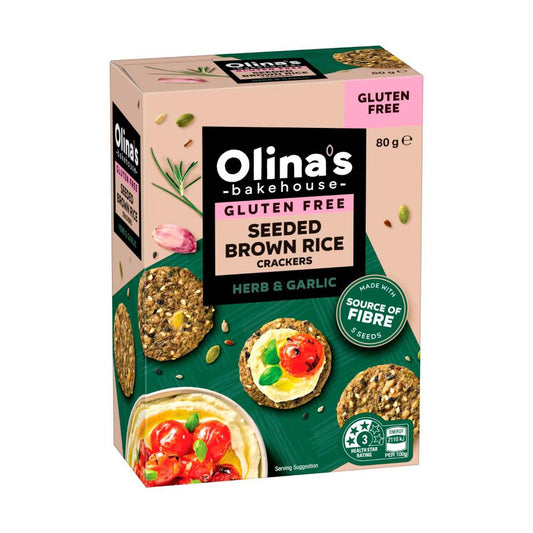 Olina's Brown Rice Crackers Mixed Herb - 80g