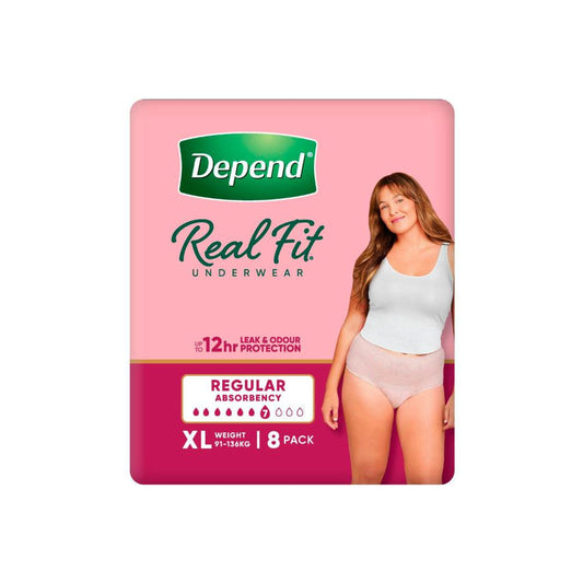 Depend Real Fit Incontinence Underwear Regular Women Extra Large - 8 pack