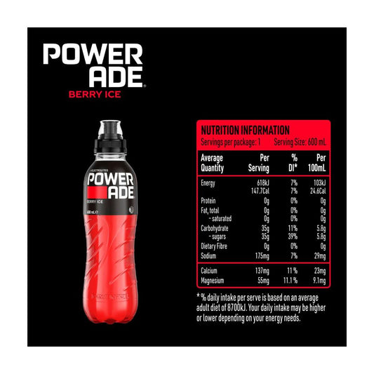 Powerade Berry Ice Sports Drink Sipper Cap - 600mL