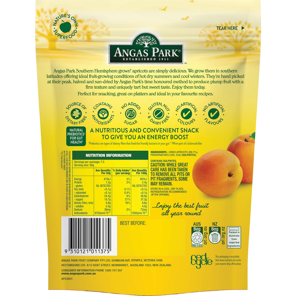 Angas Park Apricots 375g