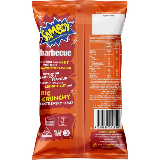 Samboy Samboy Barbecue Crinkle Cut Potato Chips 90g