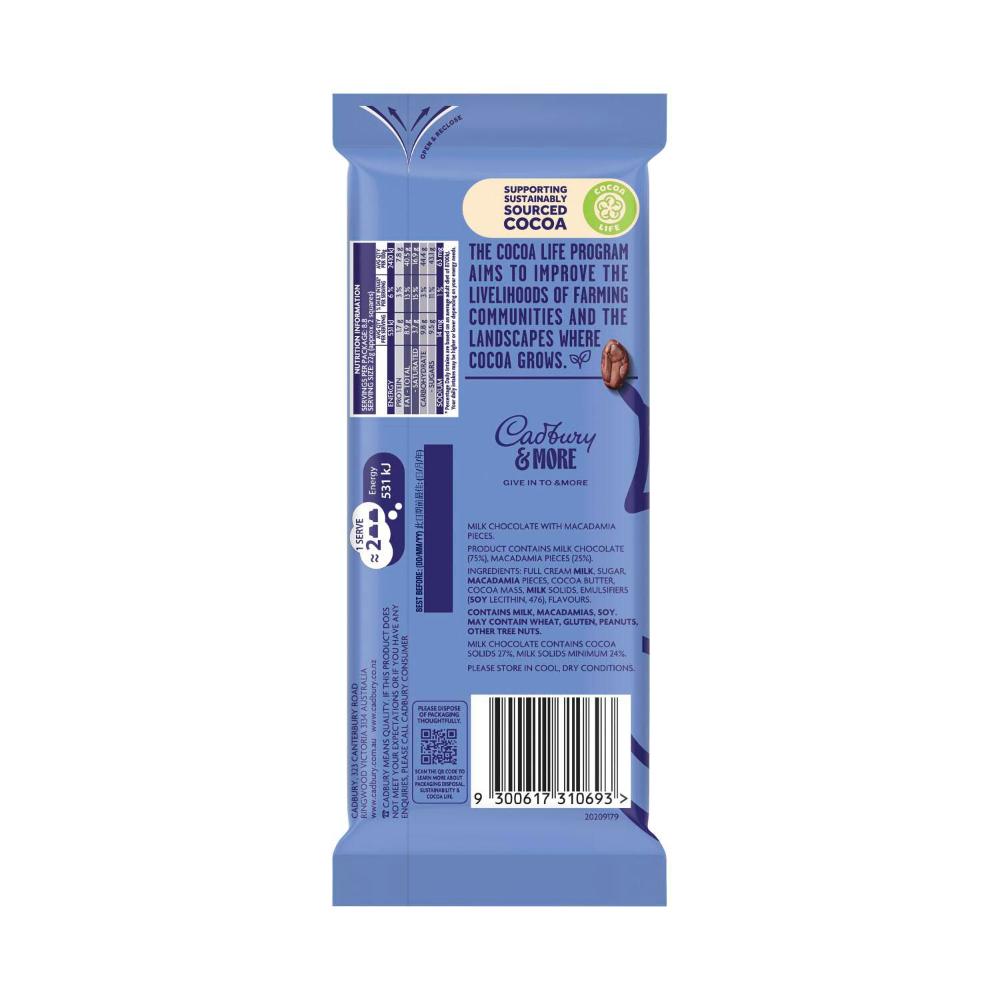 Cadbury & More Block Chocolate Roasted Macadamia - 195g