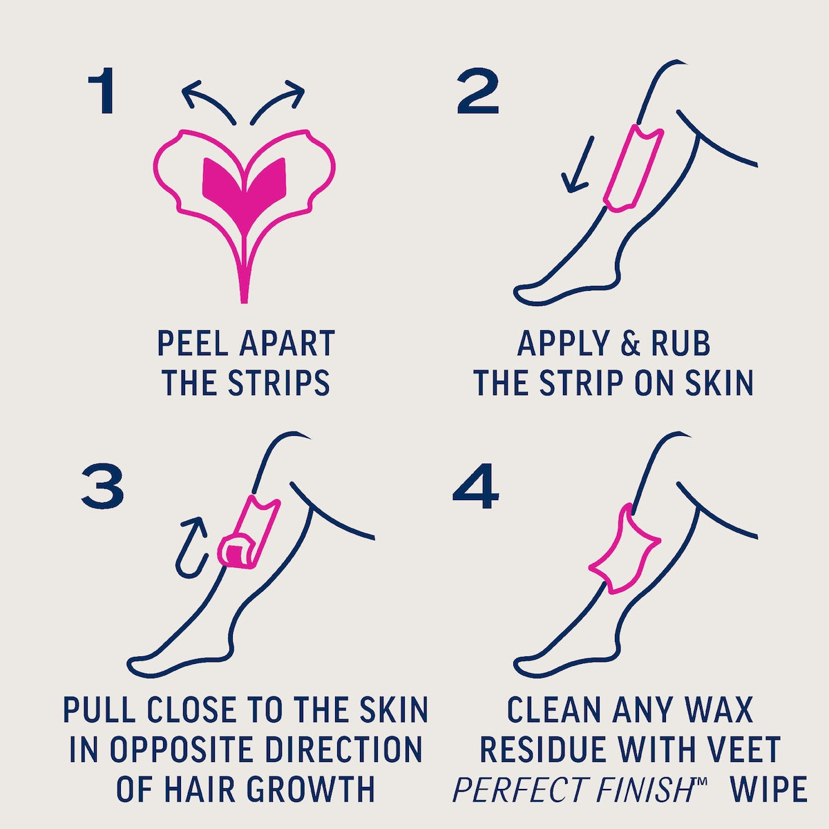 Veet Pure Legs & Body Hair Removal Cold Wax Strips 40 Pack