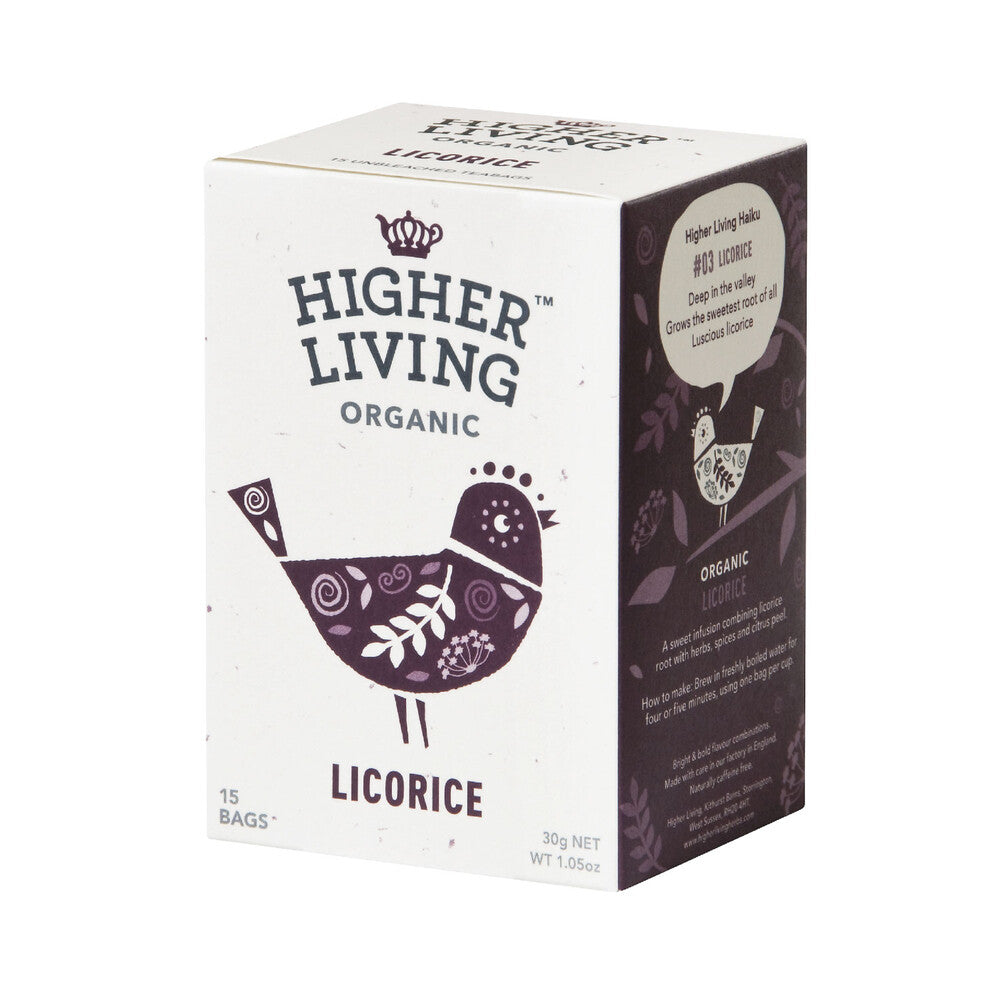 Higher Living Organic Licorice Tea Bags - 15 pack