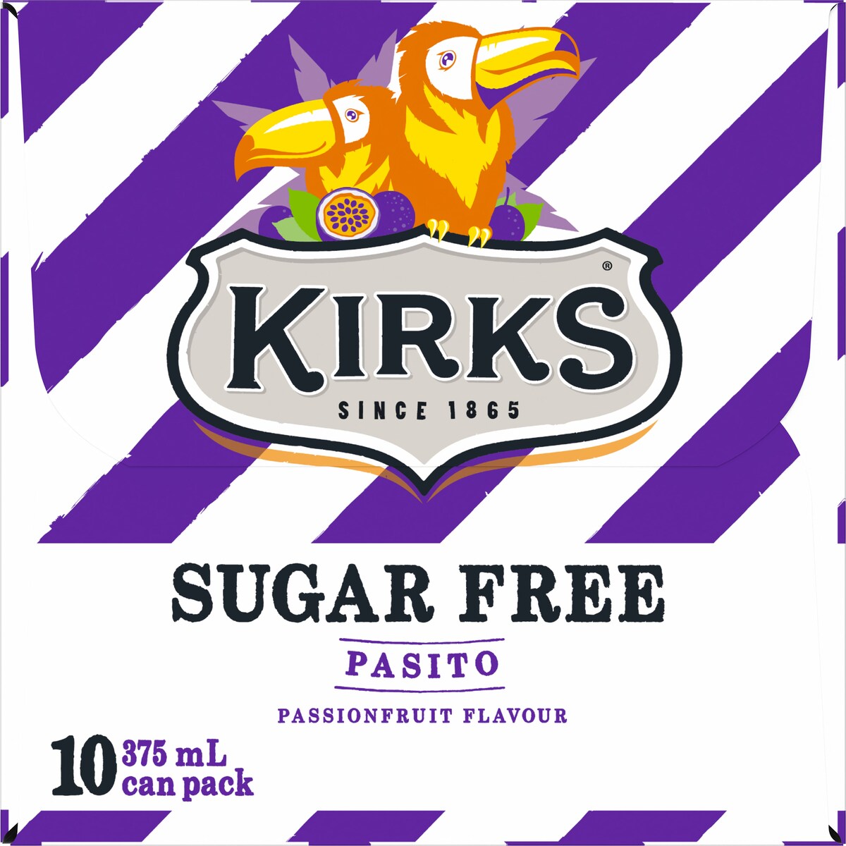 Kirks Sugar Free Pasito Soft Cans 375ml X10 Pack