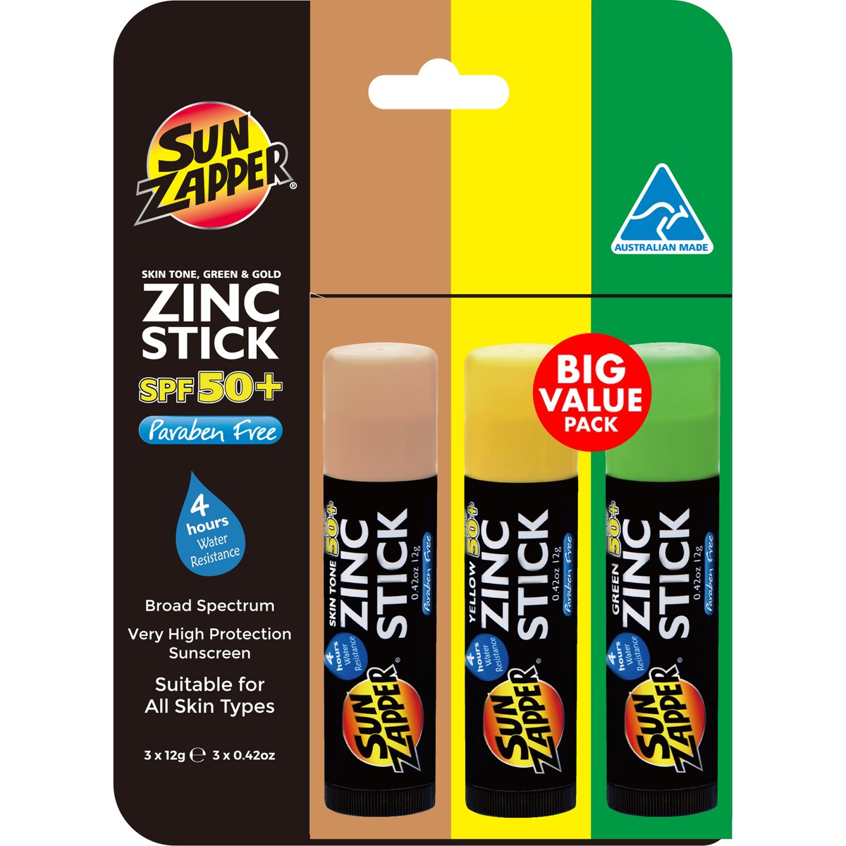 Sun Zapper Spf50 Mixed Sunscreen Pack Assorted 12g x3 Pack