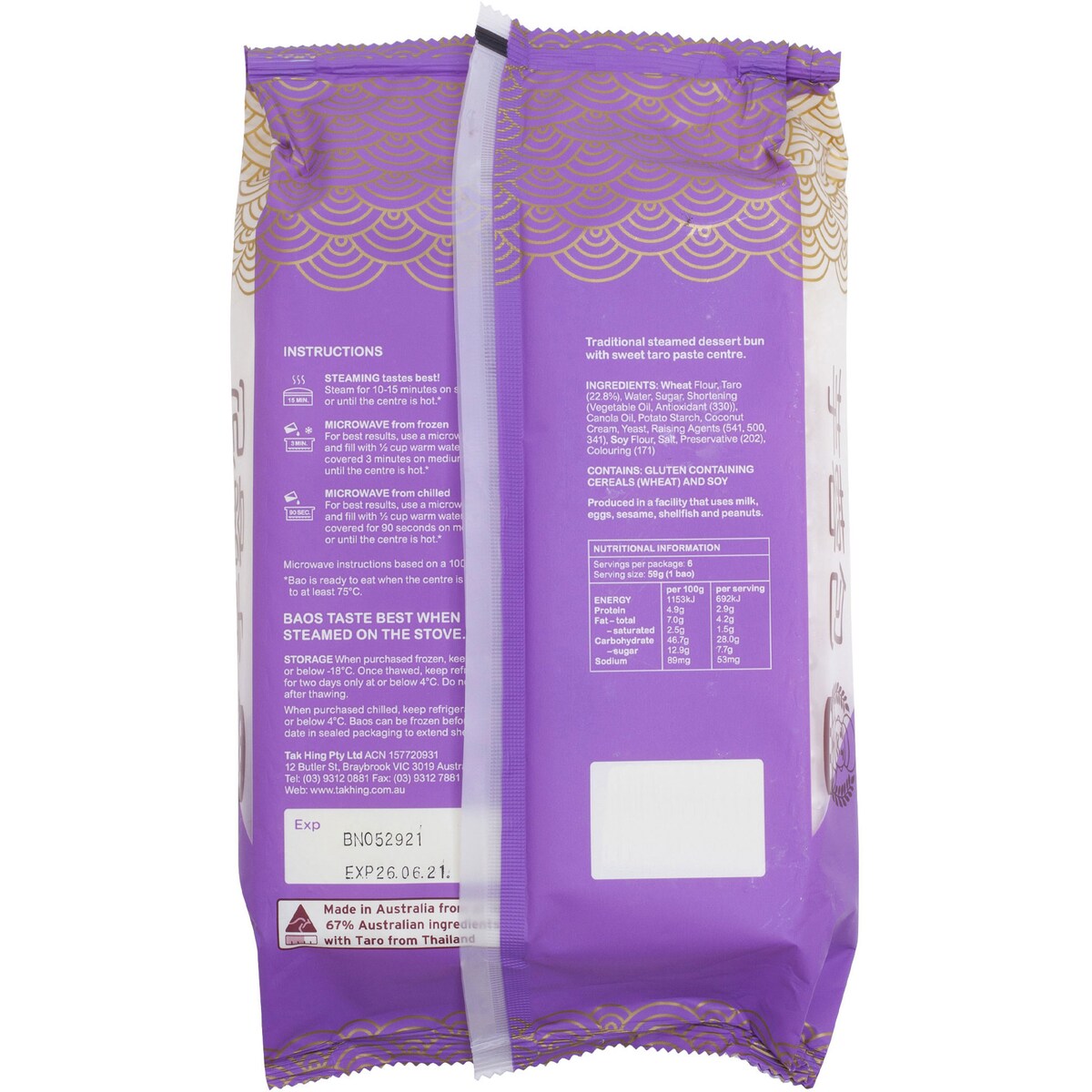 Tak Hing Taro Bao 6 Pack