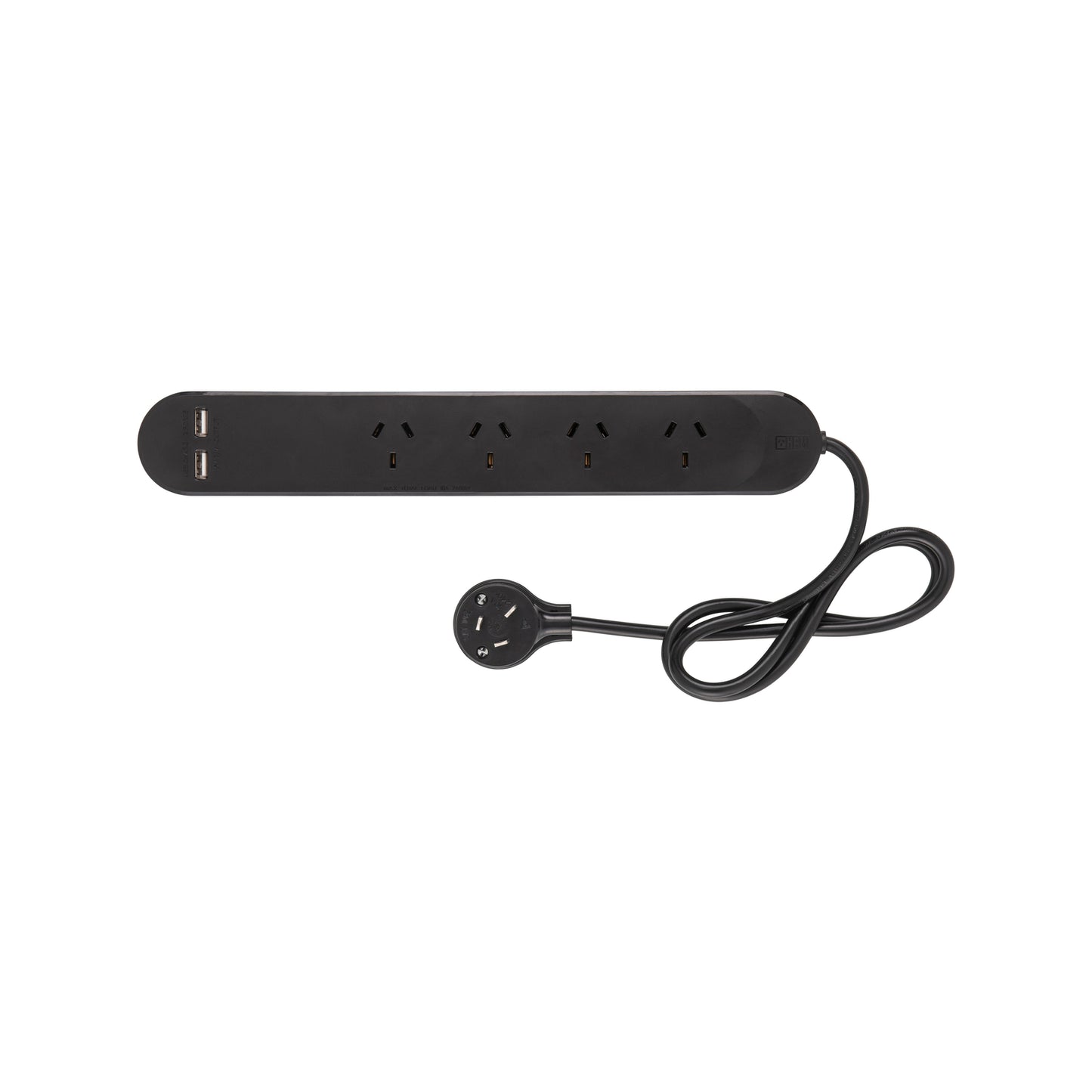 Hpm Black Standard USB Charging Powerboard - 4 Outlet