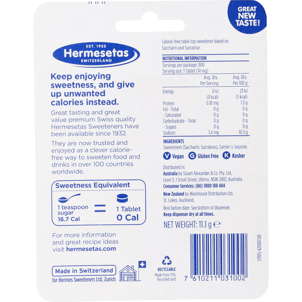 Hermesetas Mini Sweetener Tablets | 800 pack