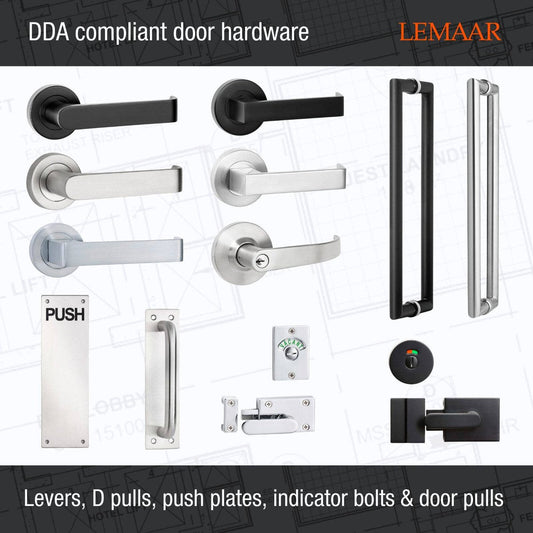 Lemaar D Pull Handle - 300 x 100 x 2mm - Satin Stainless Steel - DDA Compliant