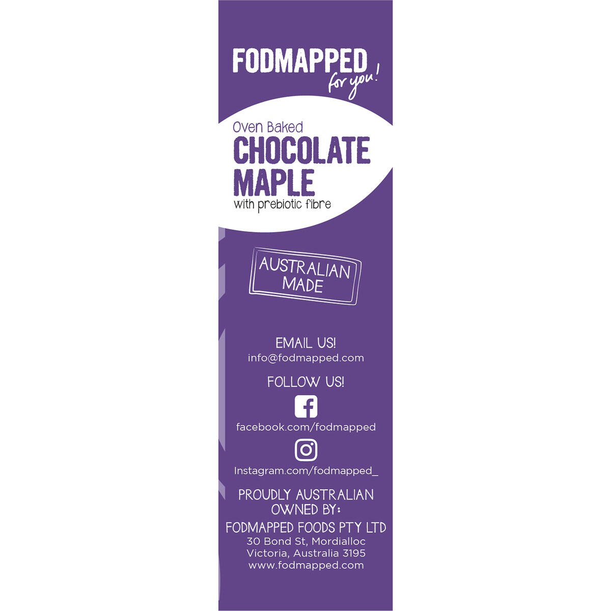 Fodmapped For You Oven Baked Chocolate Maple Bars 6 pack