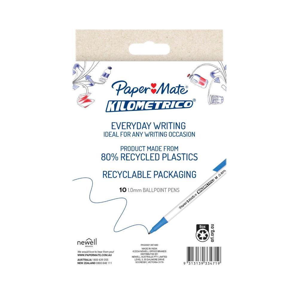 Papermate Kilometrico Pen Assorted - 10 pack