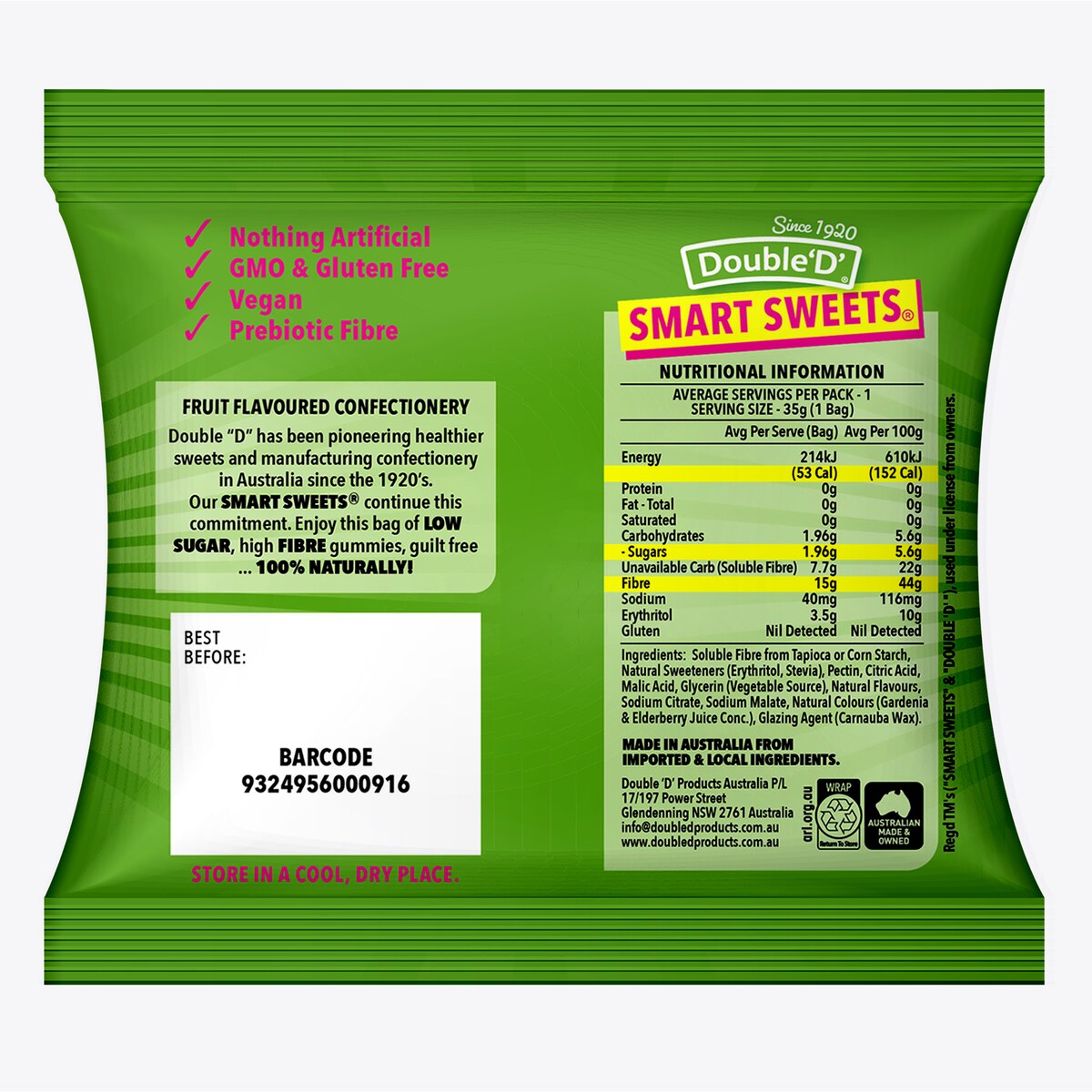 Double D Smart Sweets Sour Gummies 35g
