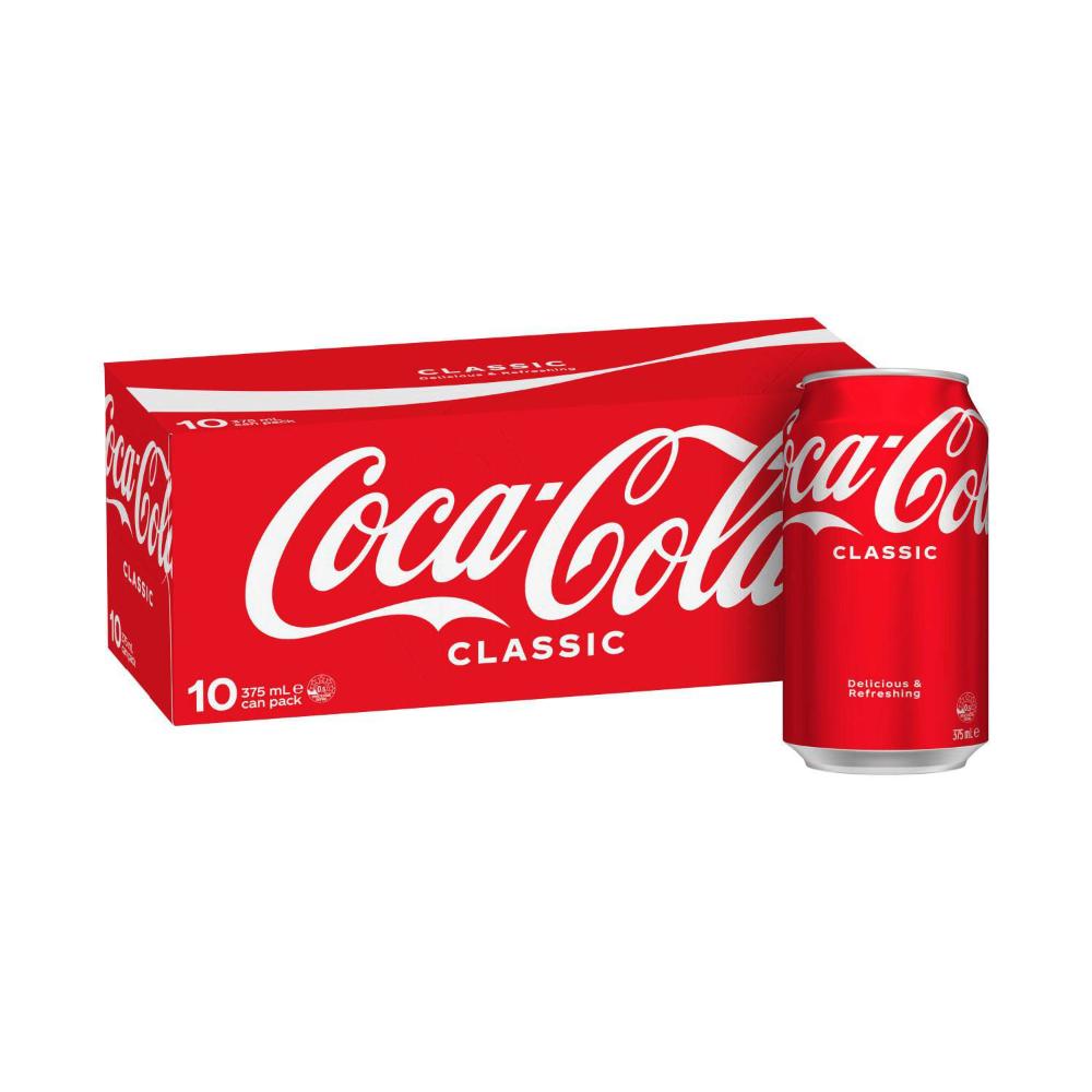 Coca-Cola Classic Soft Drink Multipack Cans 10x375ml