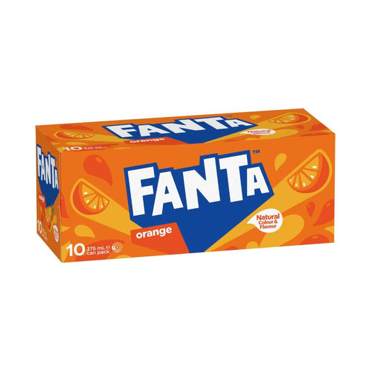 Fanta Orange Soft Drink 10x375ml - 10 pack