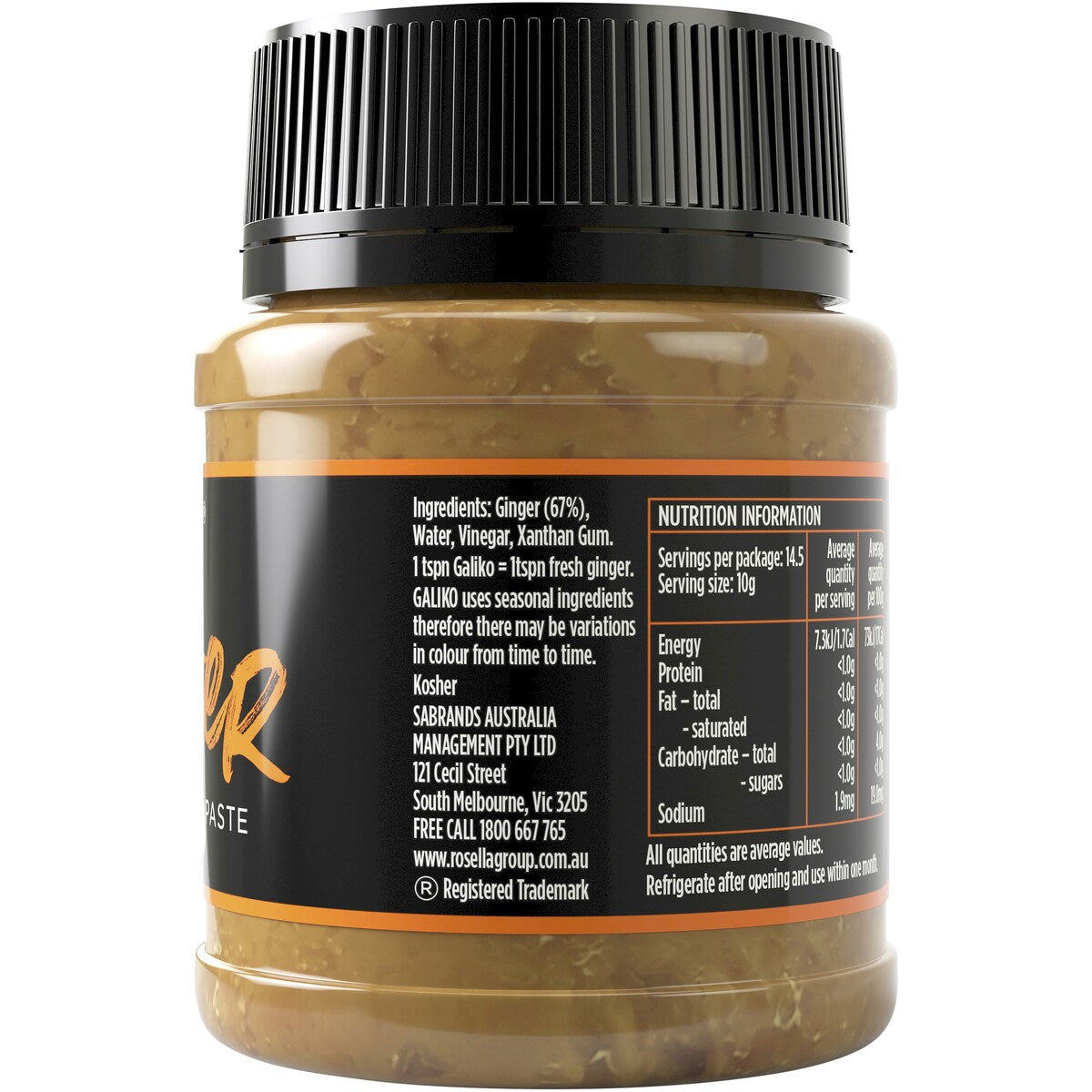 Galiko All Natural Ginger Minced Jar 145g