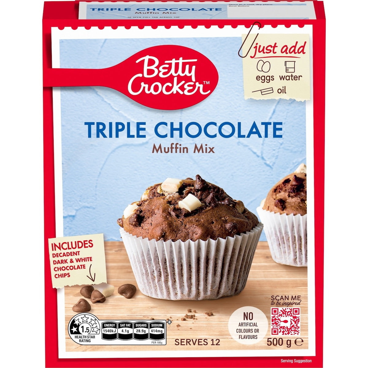 Betty Crocker Triple Chocolate Muffin Mix Muffin Mix 500g