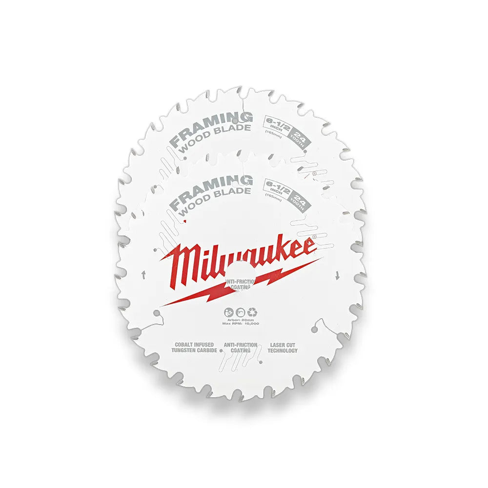 MILWAUKEE 165mm 6-1 2 24T Wood Circular Saw Blade Framing - 2 Piece 48418621