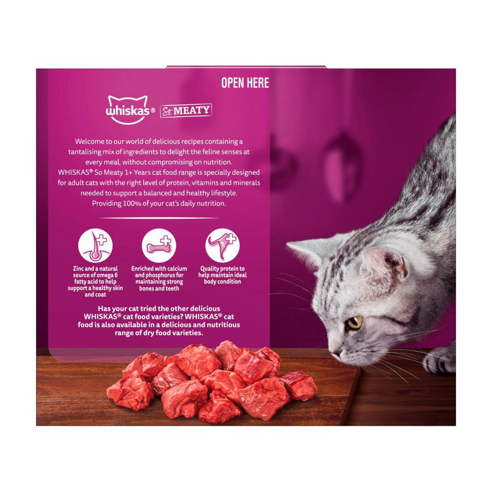 Whiskas Adult 1+ Years So Meaty Wet Cat Food With Meat Cuts In Gravy 12x85g Pouch - 12 pack