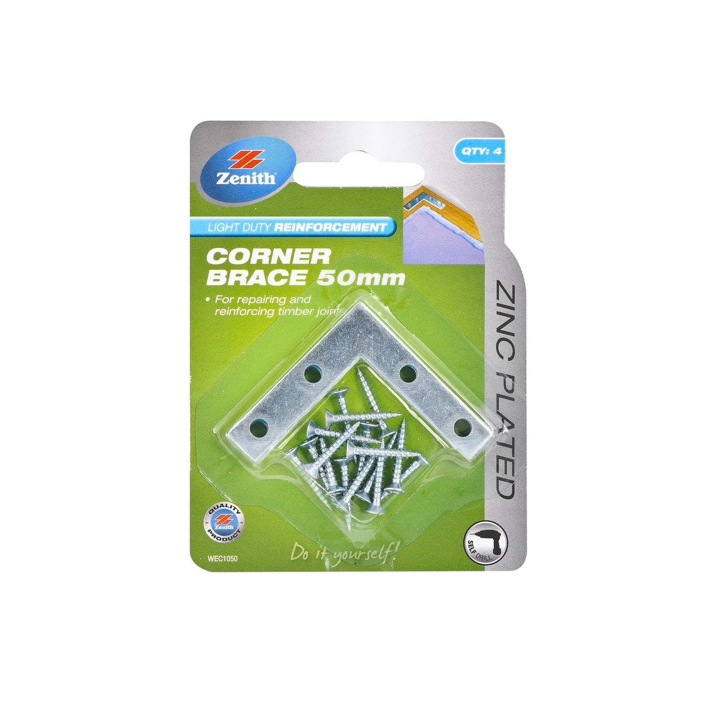 Zenith Corner Brace Bracket - 50mm - 4 Pack