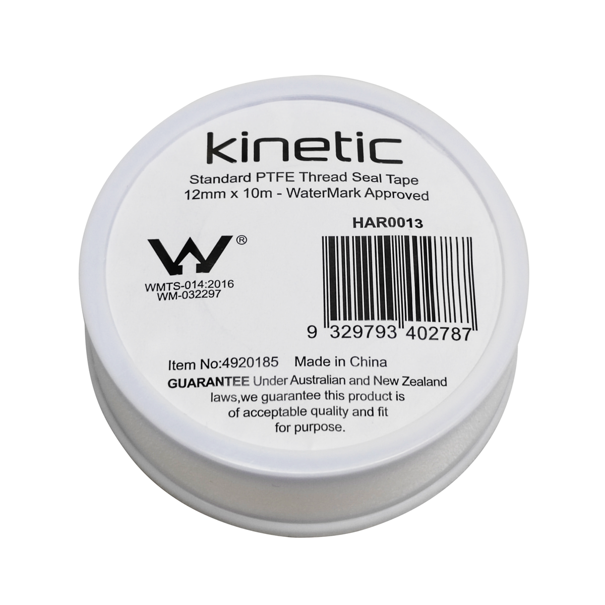 Kinetic 12mm x 10m White Thread Seal - PTF - Corrosion Resistant