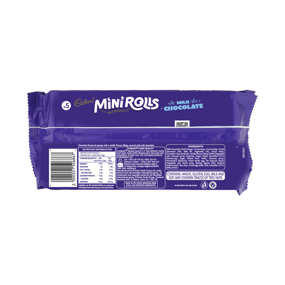 Cadbury Mini Rolls Chocolate 5 Pack - 115g