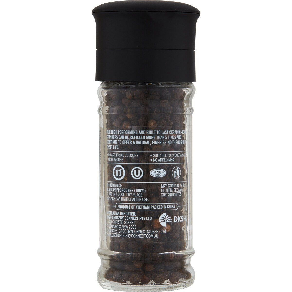 Natural Black Peppercorn Ceramic Grinder 50g