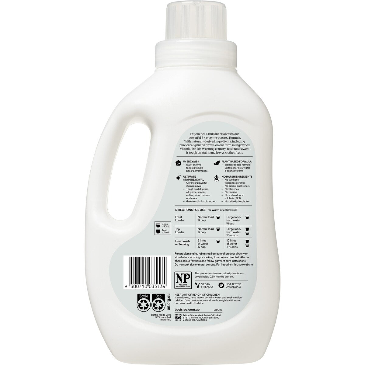Bosisto's Laundry Liquid Power+ With Australian Eucalyptus Oil 1.2l