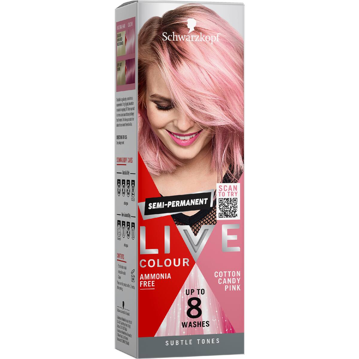 Schwarzkopf Live Colour Hair Dye Semi Permanent Candy Pink Each