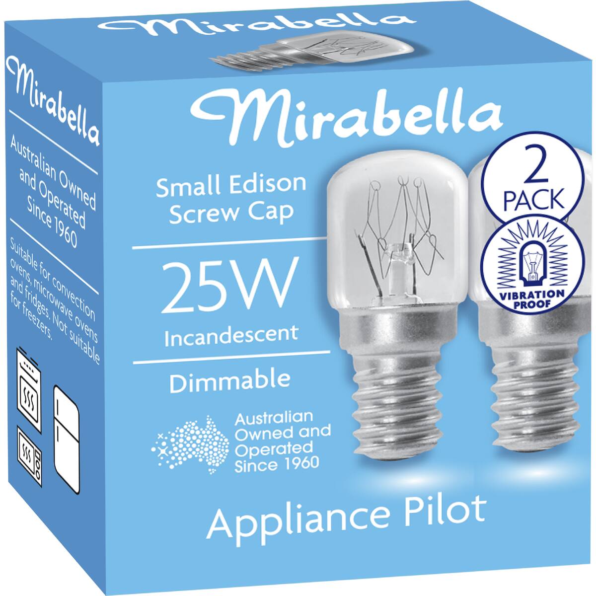 Mirabella Appliance Oven Clear Globe Ses 25w 2 Pack